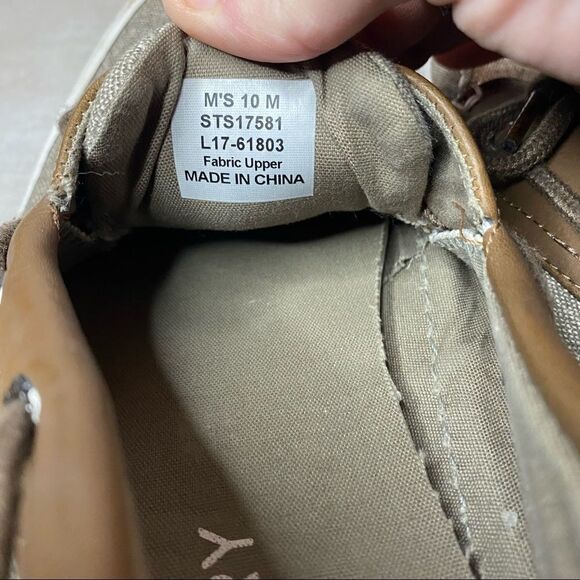 Sperry Mens Cutter 2 Boat Shoes Size 10 Eye Lace Up Canvas Brown Beige - Picture 6 of 7